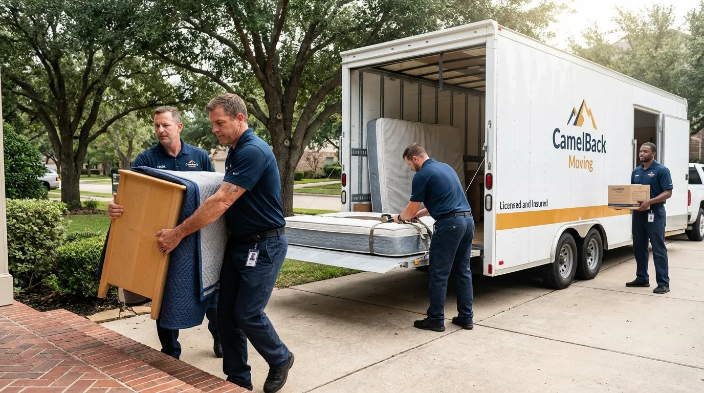 Crew loading residential truck for cross-state move from Andover, NY
